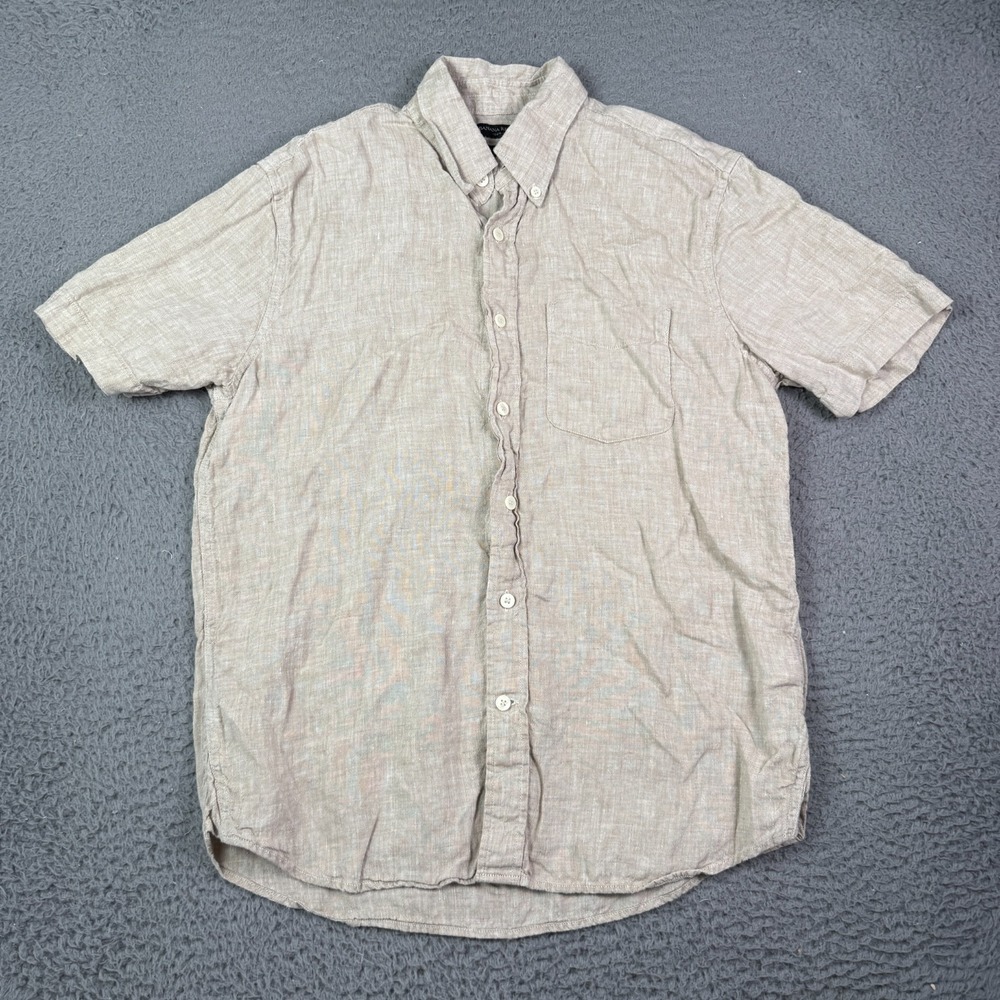 Banana Republic Shirt Mens Small Beige Long Sleeve 100% Linen Button Up